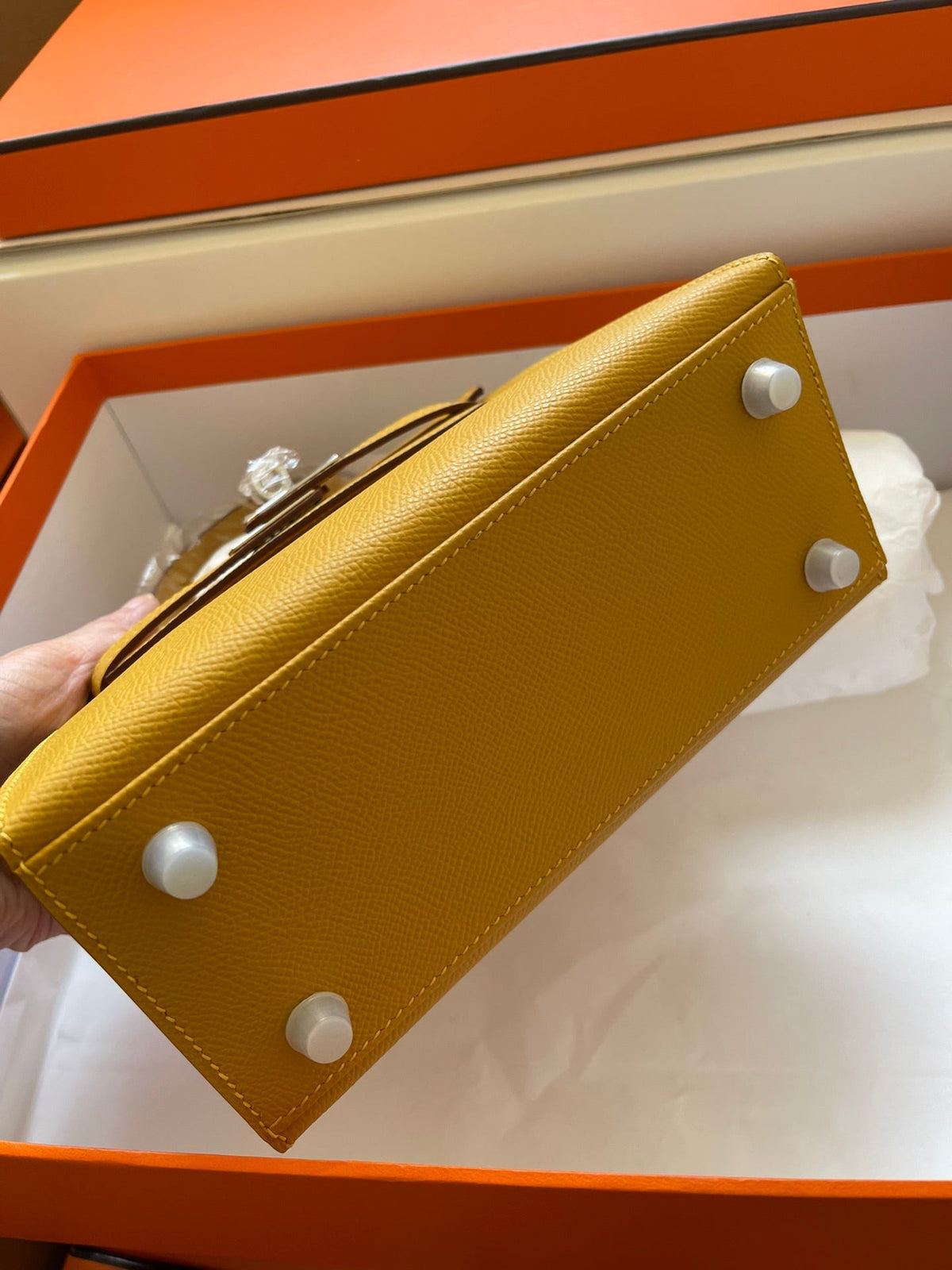 KELLY MINI 20 BAG IN DIJON YELLOW CALFSKIN WITH GOLD HARDWARE (MADE-TO-ODER)