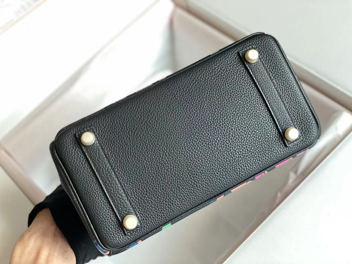 BIRKIN 25 BAG IN BLACK CALFSKIN WITH COLORFUL STICKER (MADE-TO-ODER)