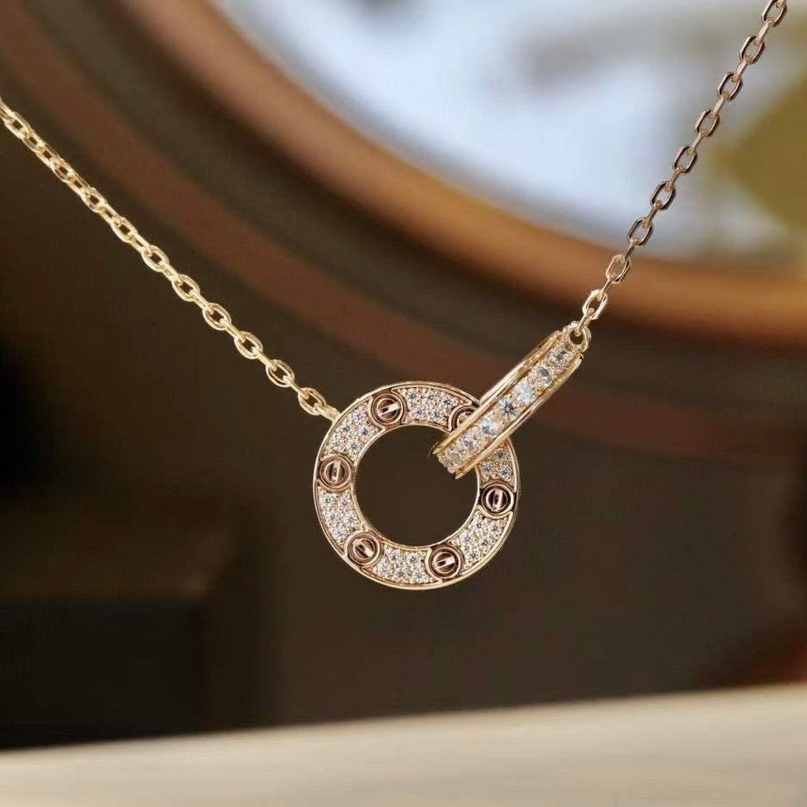 [Liorra]LOVE 7.6MM NECKLACE Liorra GOLD AND SILVER  FULL DIAMOND