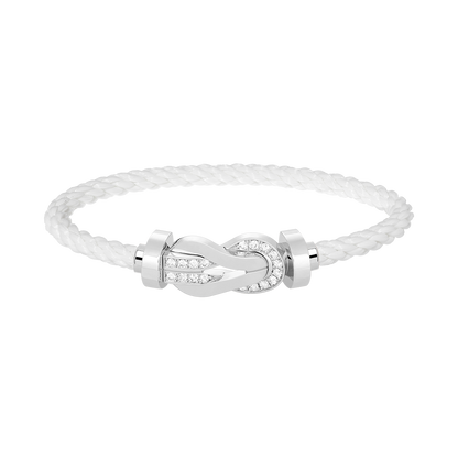 [Liorra]CHANCE LARGE 8 FIGURE BUCKLE HALF DIAMOND BRACELET SILVER
