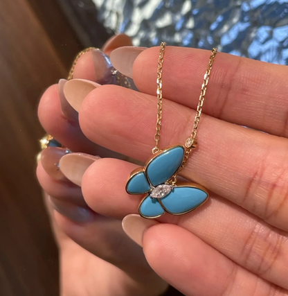 [Liorra]Turquoise Butterfly Gold Necklace