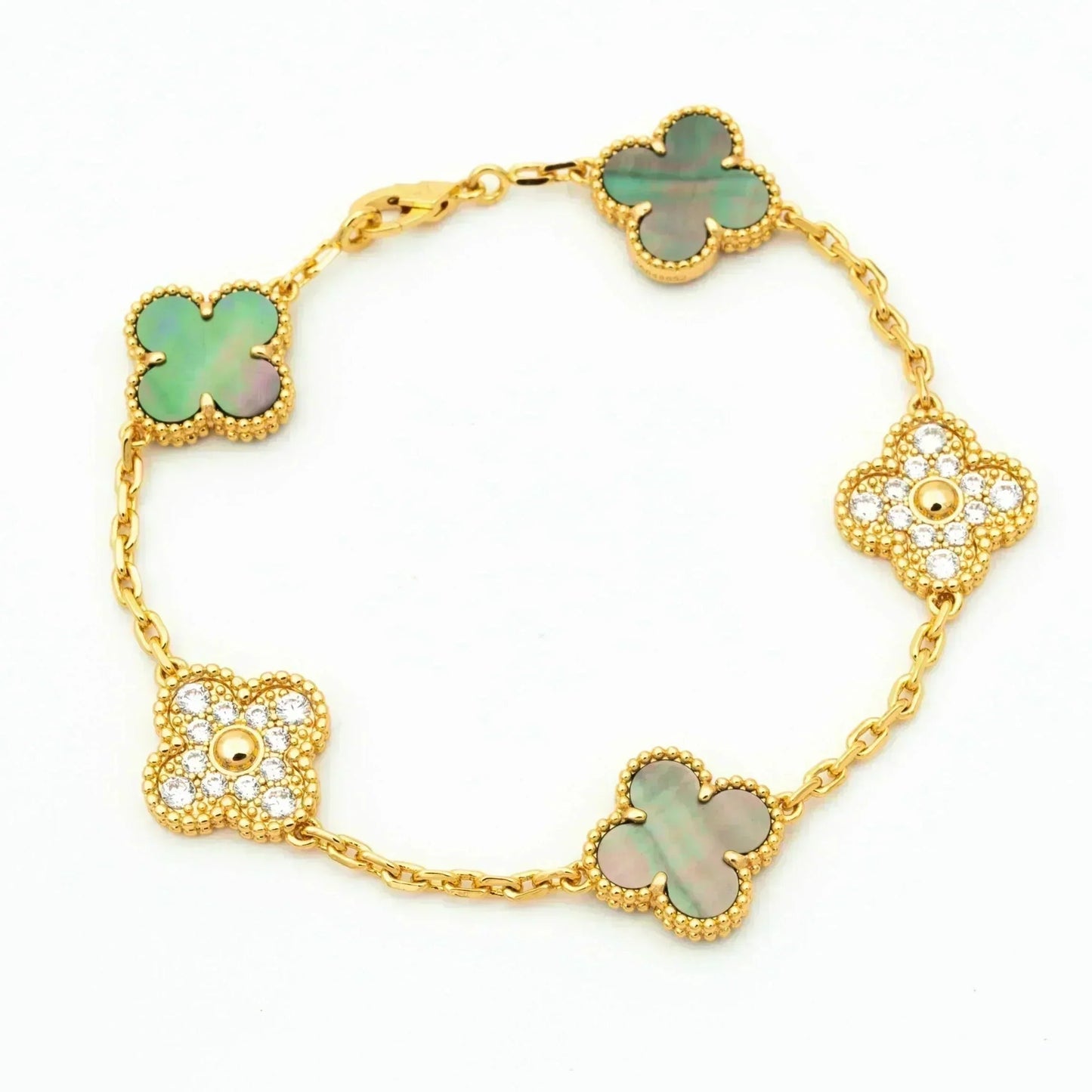 [Liorra] CLOVER 5 MOTIF GRAY MOP BRACELET COLLECTION