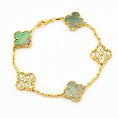 [Liorra] CLOVER 5 MOTIF GRAY MOP BRACELET COLLECTION