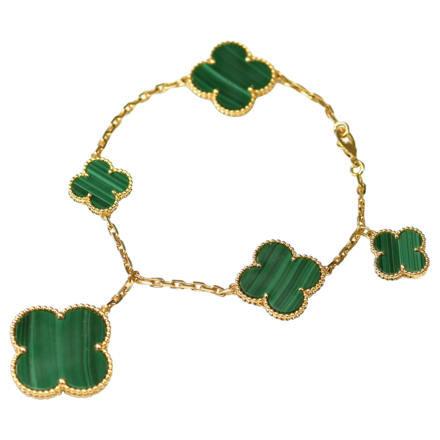 [Liorra]MAGIC CLOVER MALACHITE GOLD BRACELET 5 MOTIFS