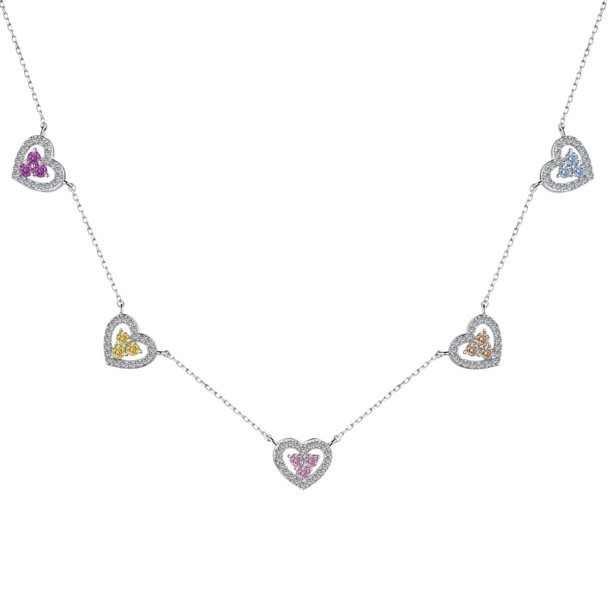 [Tonmkive Jewelry]Sparkling Five Heart Necklace