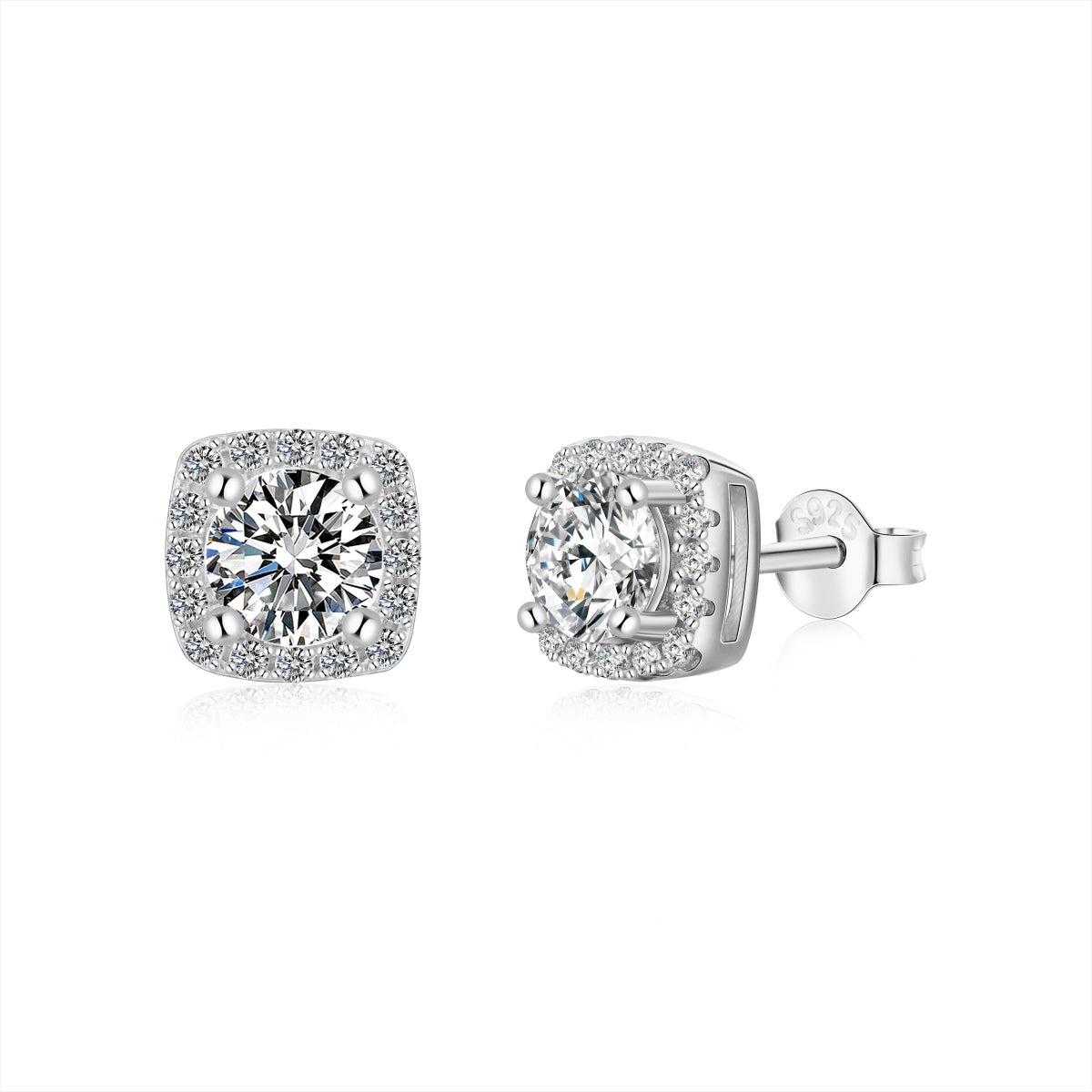 [Tonmkive Jewelry]Classic Round Center Stone Stud Earrings