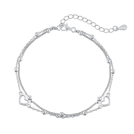 [Tonmkive Jewelry]Dainty Double Layer Love Heart Bracelet