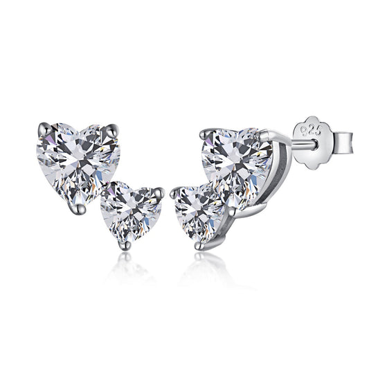 [Tonmkive Jewelry]Double Heart-Shape Classic Princess Style Earrings