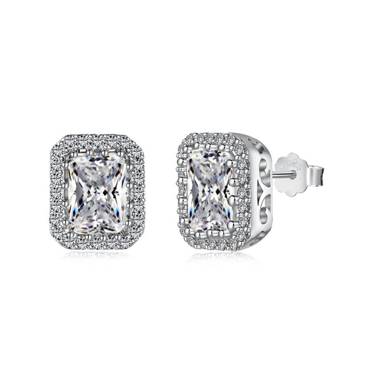 [Tonmkive Jewelry]1.0 Carat Luxurious Dainty Emerald Cut Daily Earrings