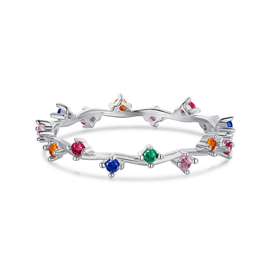 [Tonmkive Jewelry]Radiant Colorful Round Cut Daily Ring