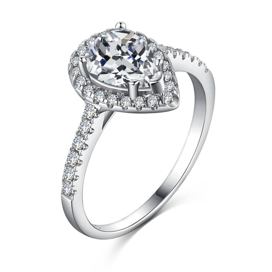 [Tonmkive Jewelry]1.0 Carat Luxurious Resplendent Water Drop Shape Wedding Ring