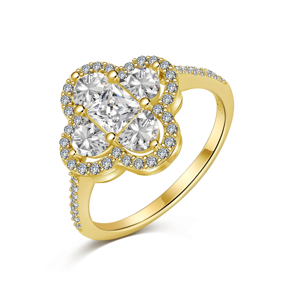 [Tonmkive Jewelry]Luxurious Eternity Flower Shape Banquet Ring