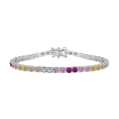 [Tonmkive Jewelry]Radiant Colorful Round Cut Tennis Bracelet