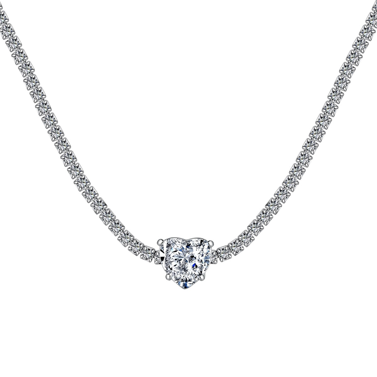 [Tonmkive Jewelry]2.0 Carat Sparkling Tennis Heart Cut Necklace