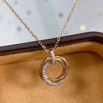 [Liorra]TRINITY NECKLACE SILVER GOLD PINK GOLD DIAMONDS