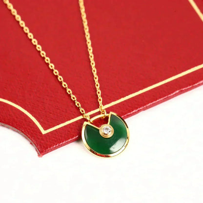 [Liorra]AMULETTE GOLD MALACHITE NECKLACE