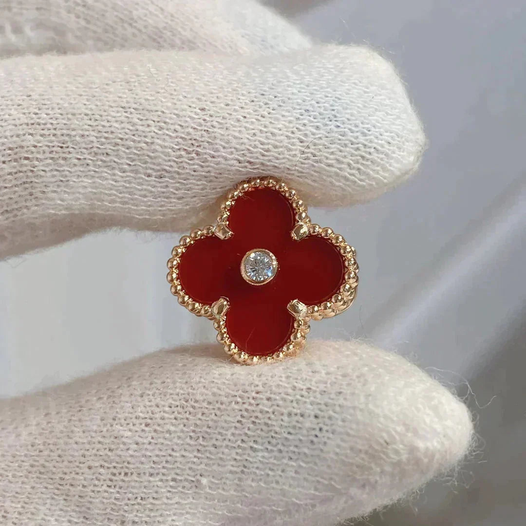 [Liorra]CLOVER MEDIUM 1 MOTIFS CARNELIAN  DIAMOND earrings