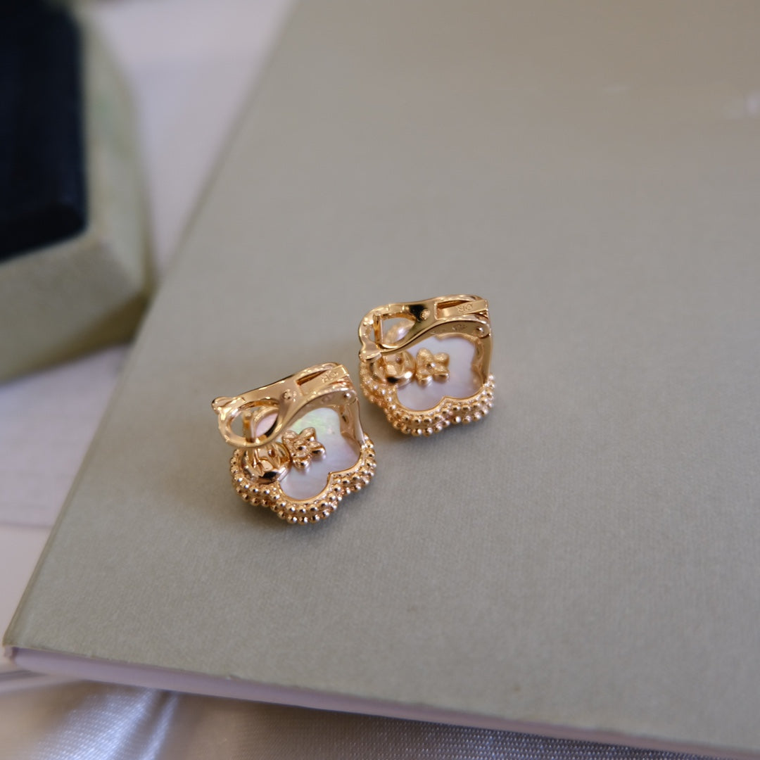 [Liorra]LUCKY PINK GOLD WHITE MOP EARRINGS