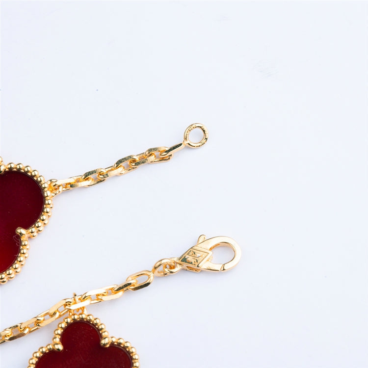 [Liorra]CLOVER BRACELET 5 MOTIFS CARNELIAN TIGER EYE