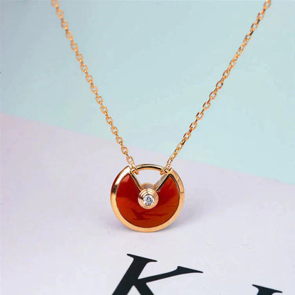 [Liorra]AMULETTE GOLD CARNELIAN ONYX NECKLACE