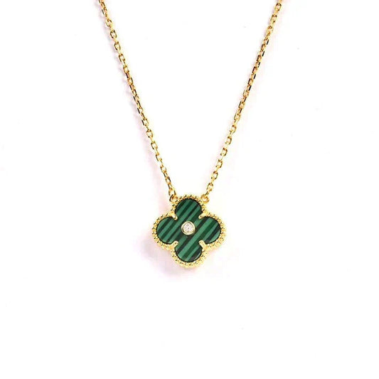 [Liorra]CLOVER 15MM DIAMOND TURQUOISE NECKLACE