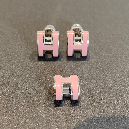 [Liorra]MINI POP H SILVER EARRINGS PINK