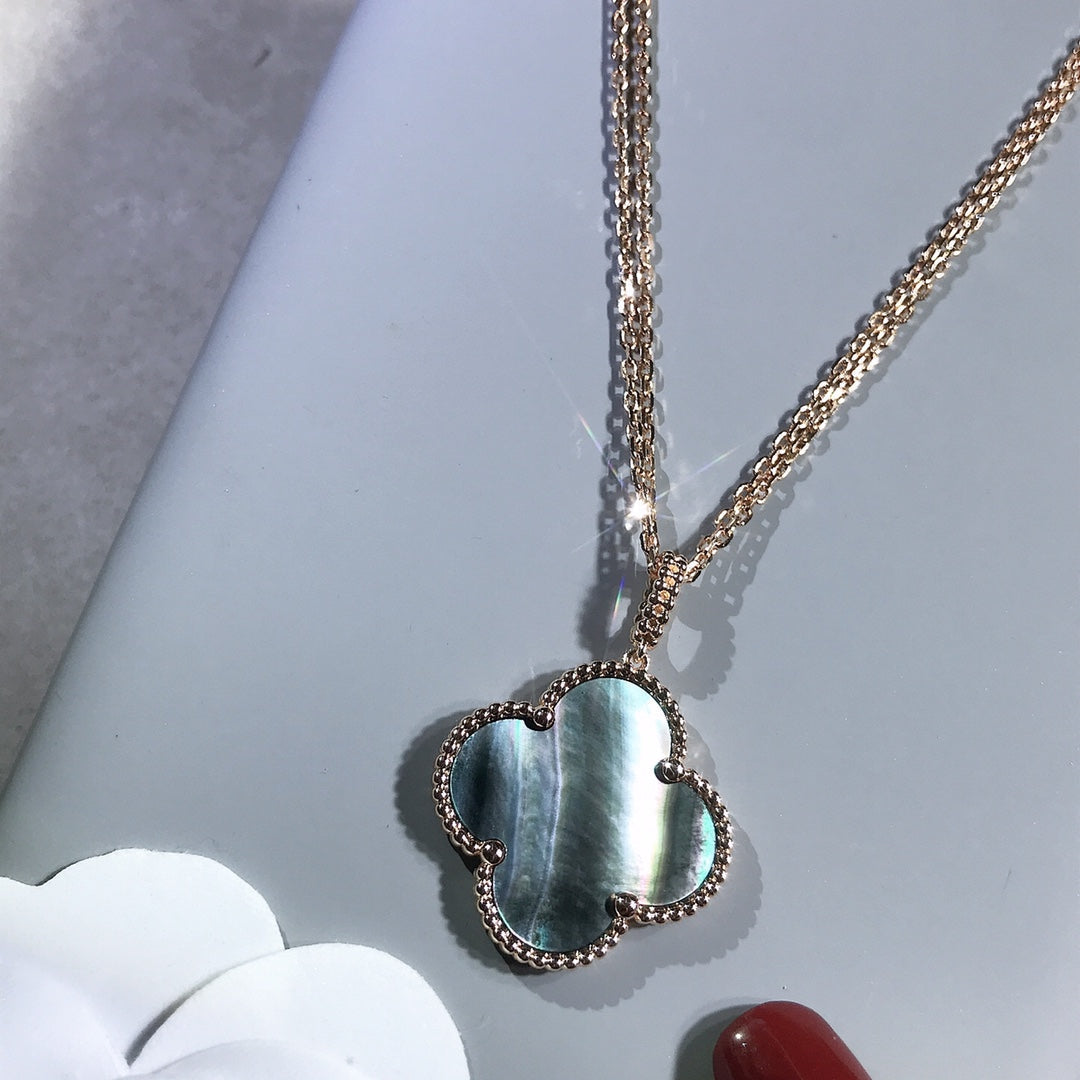 [Liorra]CLOVER 25MM GOLD DARK MOP BIG CLOVER NECKLACE