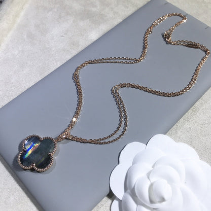 [Liorra]CLOVER 25MM GOLD DARK MOP BIG CLOVER NECKLACE