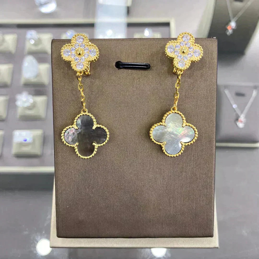 [Liorra]CLOVER  2 MOTIFS  DIAMOND  EARRINGS (MULTIPLE CHOICESç´