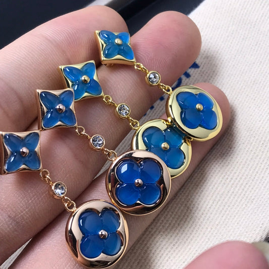 [Liorra]STAR AND SUN AGATE DIAMOND EARRINGS