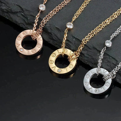 [Liorra]LOVE NECKLACE 16MM 2 DIAMONDS