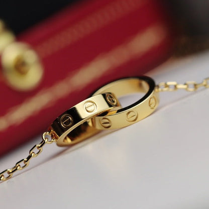 [Liorra]LOVE NECKLACE DOUBLE RING GOLD