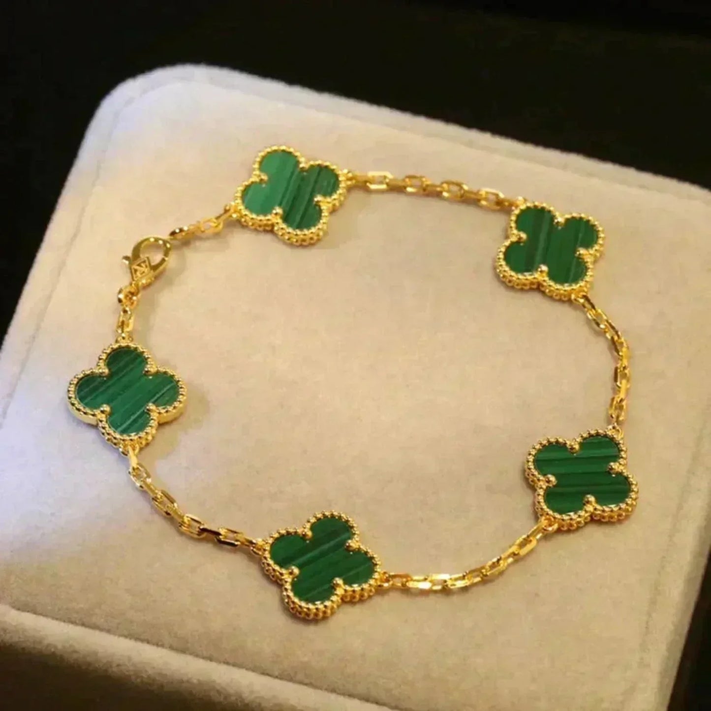 [Liorra] CLOVER 5 MOTIF MALACHITE BRACELET COLLECTION