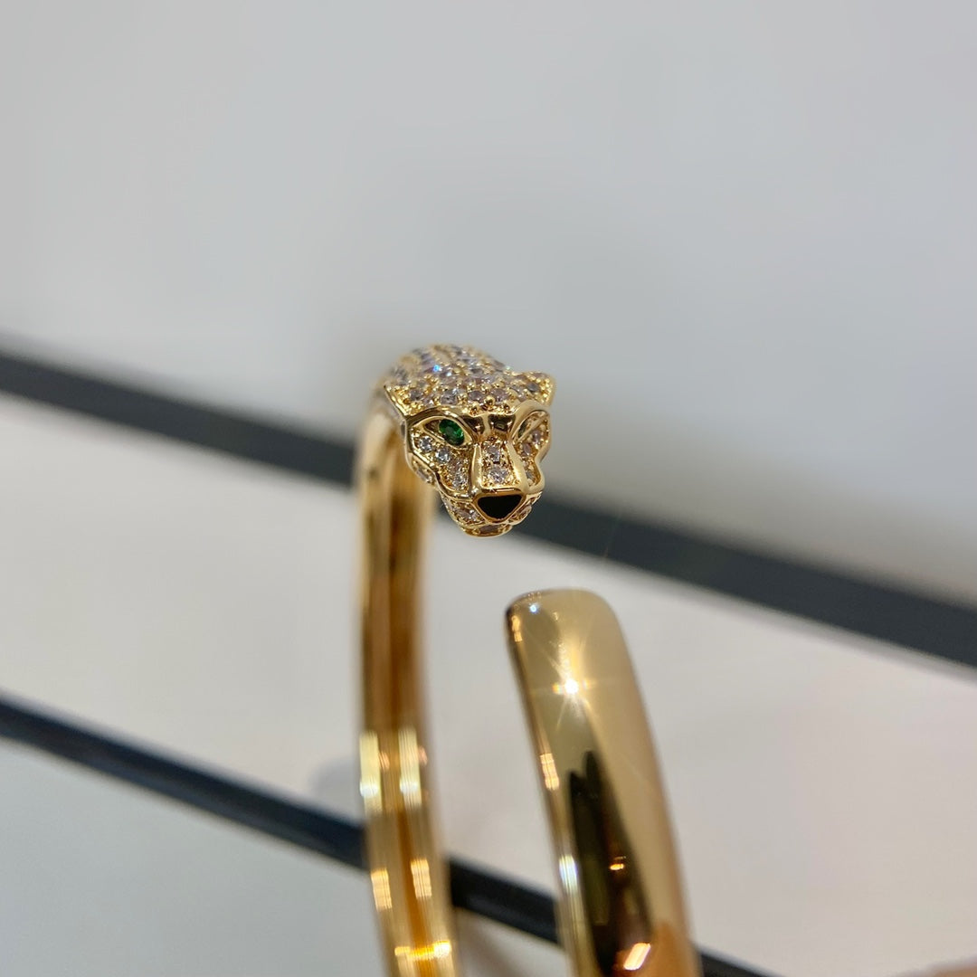 [Liorra]PANTHERE GOLD DIAMOND OPEN BRACELET