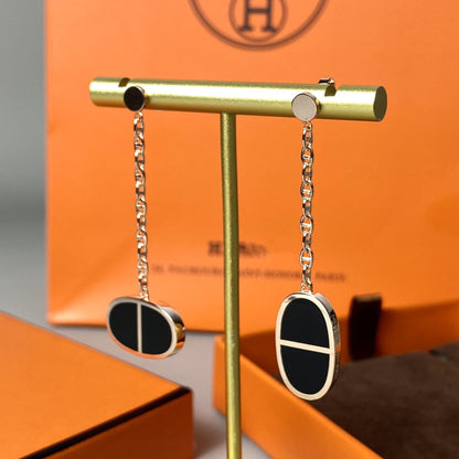 [Liorra]CHAINE VERSO BLACK CERAMIC EARRINGS