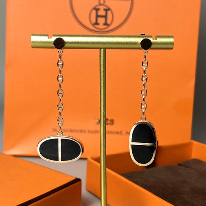 [Liorra]CHAINE VERSO BLACK CERAMIC EARRINGS