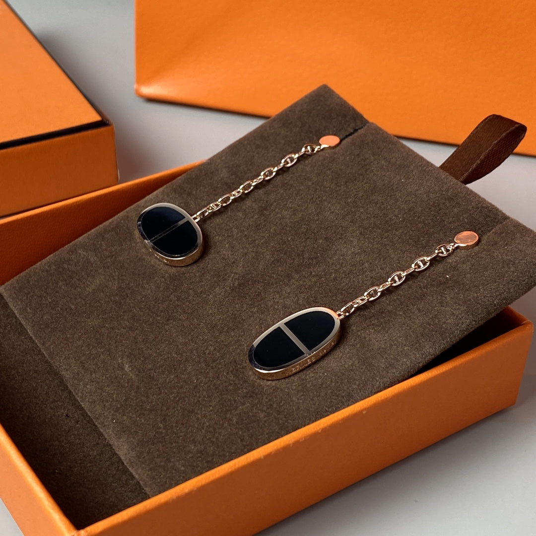 [Liorra]CHAINE VERSO BLACK CERAMIC EARRINGS