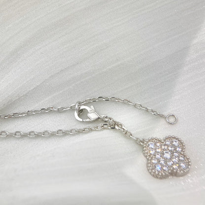 [Liorra]CLOVER 5 MOTIFS SILVER DIAMONDS NECKLACE