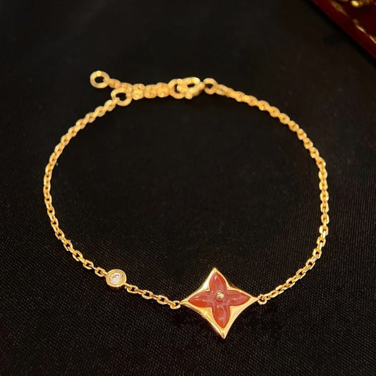 [Liorra]COLOR STAR CARNELIAN PINK GOLD DIAMOND BRACELET
