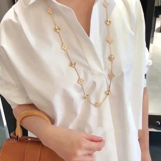 [Liorra]CLOVER 20 MOTIFS LASER DIAMOND NECKLACE