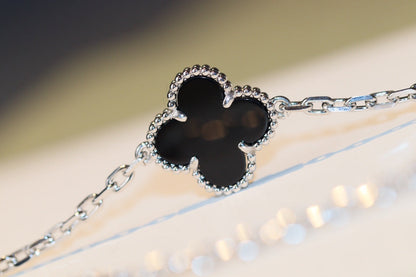 [Liorra]CLOVER 20 MOTIFS ONYX DIAMOND SILVER