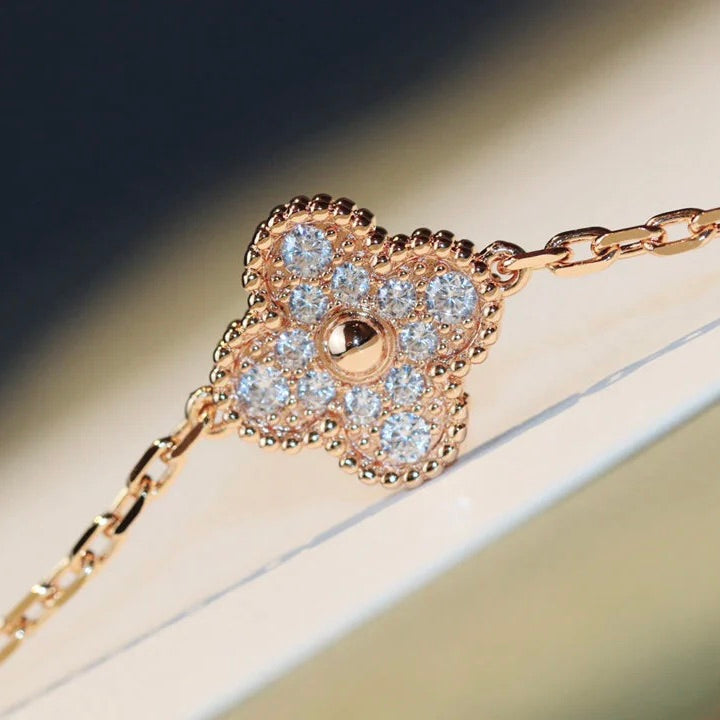 [Liorra]CLOVER 20 MOTIFS DARK MOP DIAMOND  NECKLACE