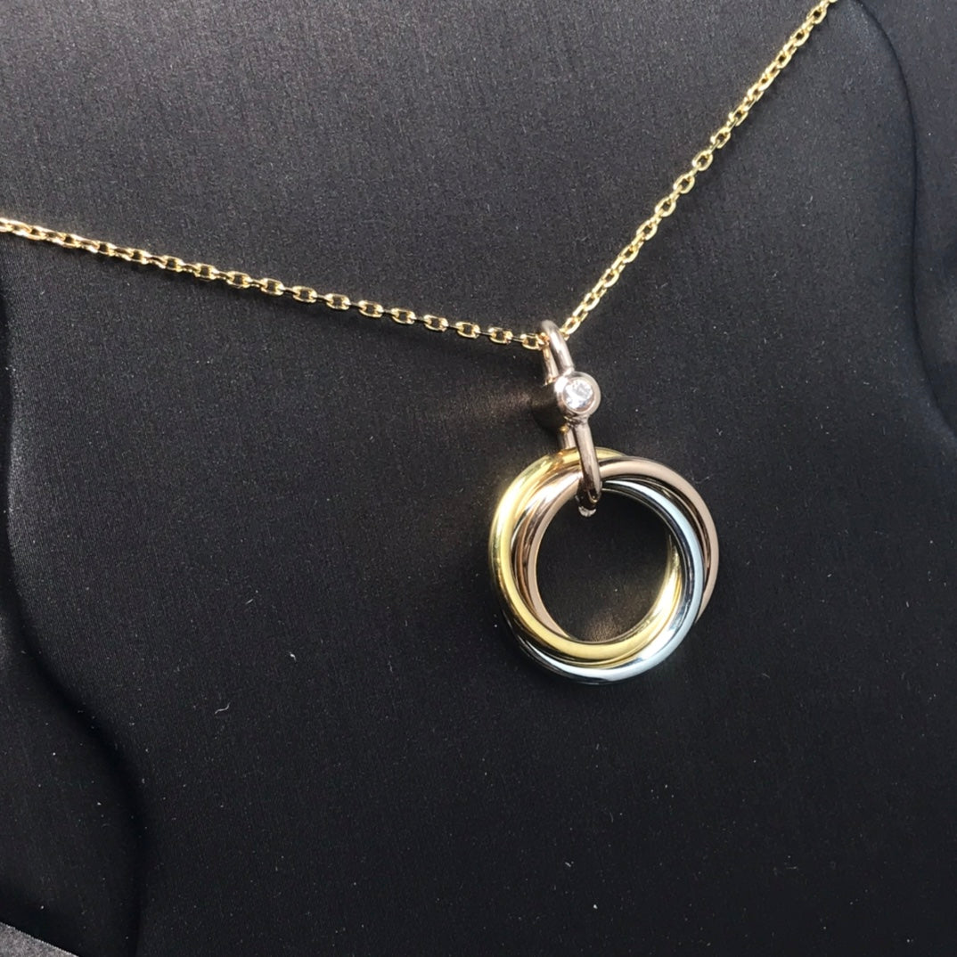 [Liorra]TRINITY SILVER GOLD PINK GOLD NECKLACE