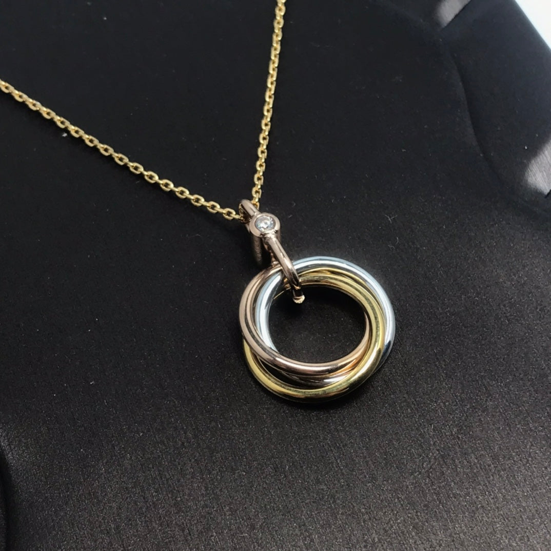 [Liorra]TRINITY SILVER GOLD PINK GOLD NECKLACE