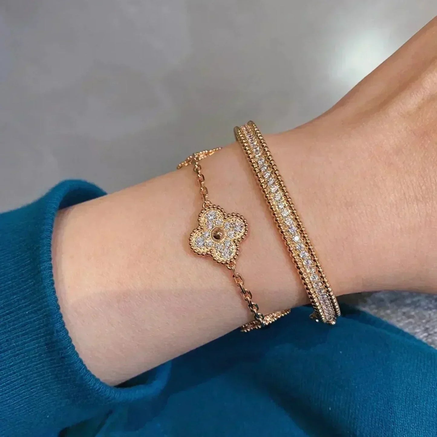 [Liorra] CLOVER 5 MOTIF FULL DIAMOND BRACELET COLLECTION