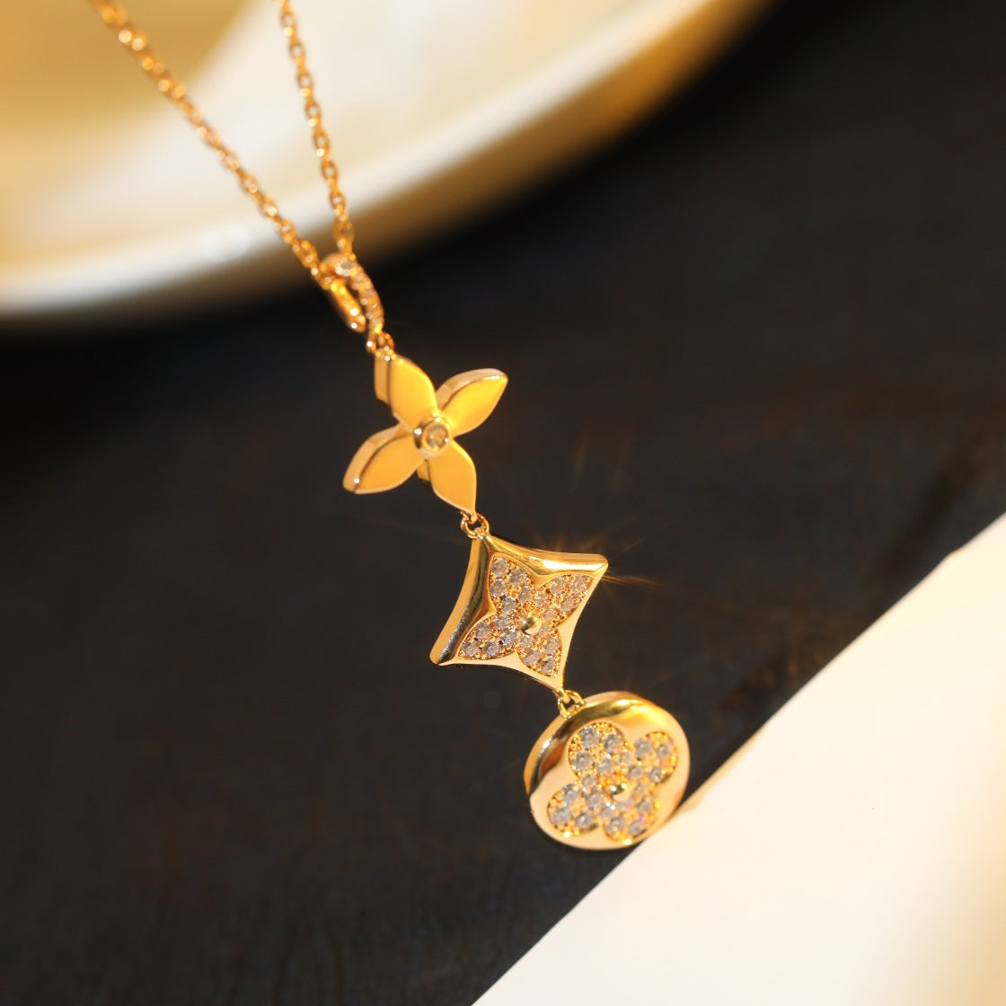 [Liorra]STAR AND SUN DIAMOND PINK GOLD NECKLACE