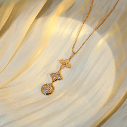[Liorra]STAR AND SUN DIAMOND PINK GOLD NECKLACE