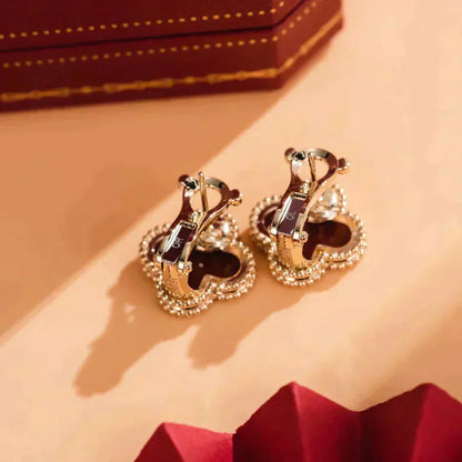 [Liorra]CLOVER MEDIUM 1 MOTIFS CARNELIAN  EARRINGS