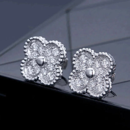 [Liorra]CLOVER 1 MOTIFS DIAMOND STUD EARRINGS SILVER