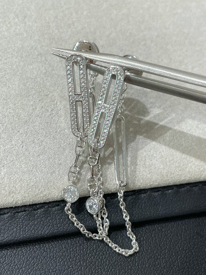 [Liorra]CHAINE CHAOS DIAMOND DROP EARRINGS